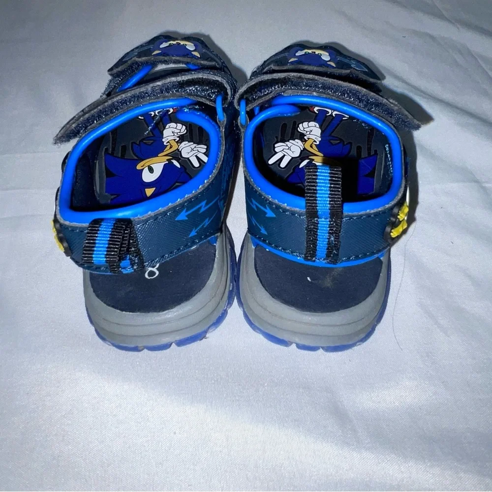 Sonic the Hedgehog Toddler Boys Blue Sport Sandals‎ Hook Loop Size 8 C0334